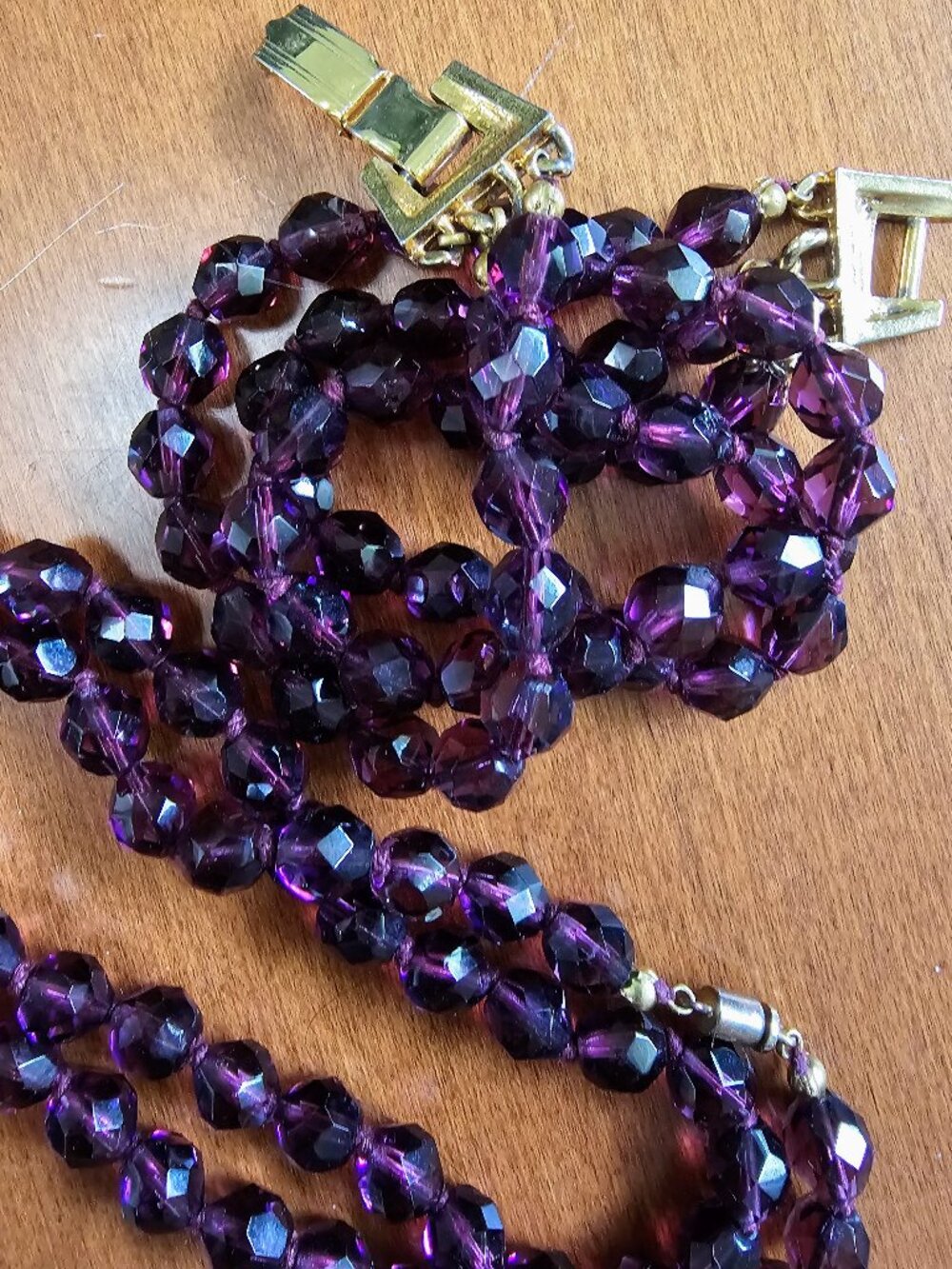 Rare purple toned vintage rhinestone necklace and bracelet